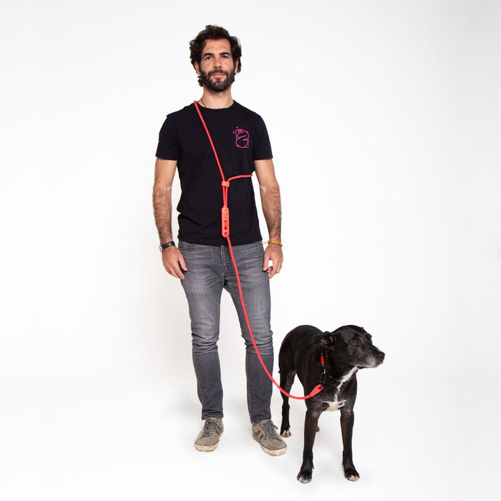 Neon Coral Handsfree Halat Gezdirme Tasması - Zee.Dog