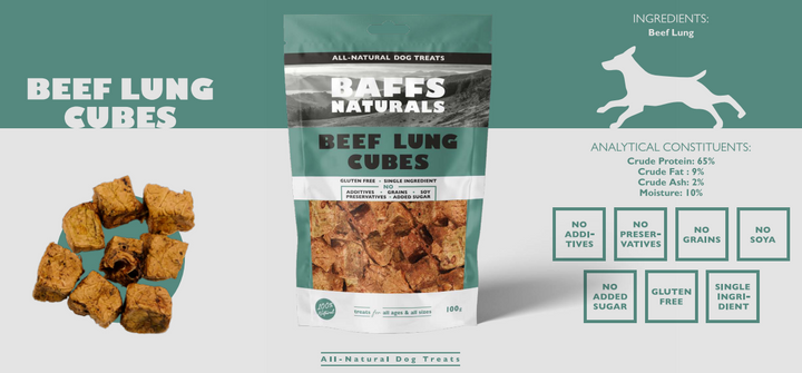 Baffs Naturals Beef Lung Cubes - Dana Küp Ciğer